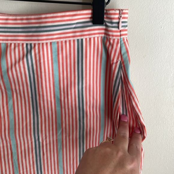 SEE BY CHLOÉ Neo Janis Striped Cotton Poplin Frill Shorts Red Multicolored - Picture 12 of 16